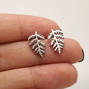 Silver Pine Leaf Earrings stainless steel
